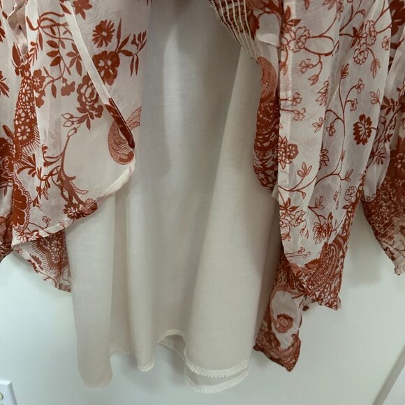 Anthropologie Midi Dress in Cream & Terracotta Color Size L - Picture 7 of 8